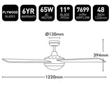Brilliant White Tempo Plus 48'' AC 4-Blade Ceiling Fan with Light and Remote