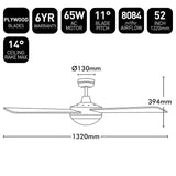 Brilliant White Tempo Plus 52'' AC Ceiling Fan with Light and Remote