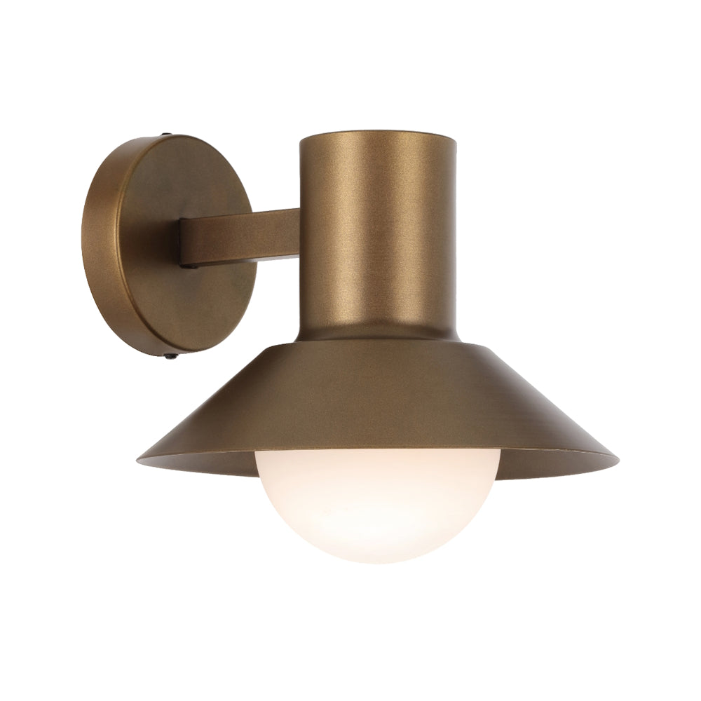 Bronze wall-mounted light fixture on a white background