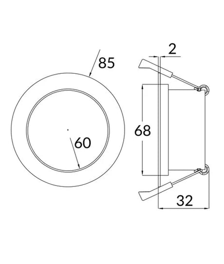 CLA Architectural Fixed Low Glare with Silver Reflector Downlight Fitting Cut out 70mm