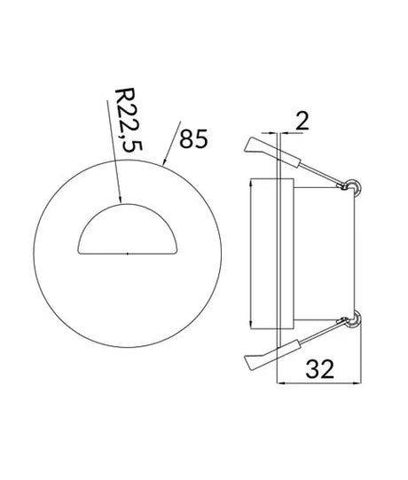 CLA Architectural Semi Circular Downlight Fitting Cut out: 70mm
