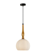 CLA CALIZ Interior Frosted Wine Glass Ribbed Pendant Lights