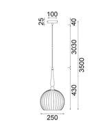 CLA CALIZ Interior Frosted Wine Glass Ribbed Pendant Lights