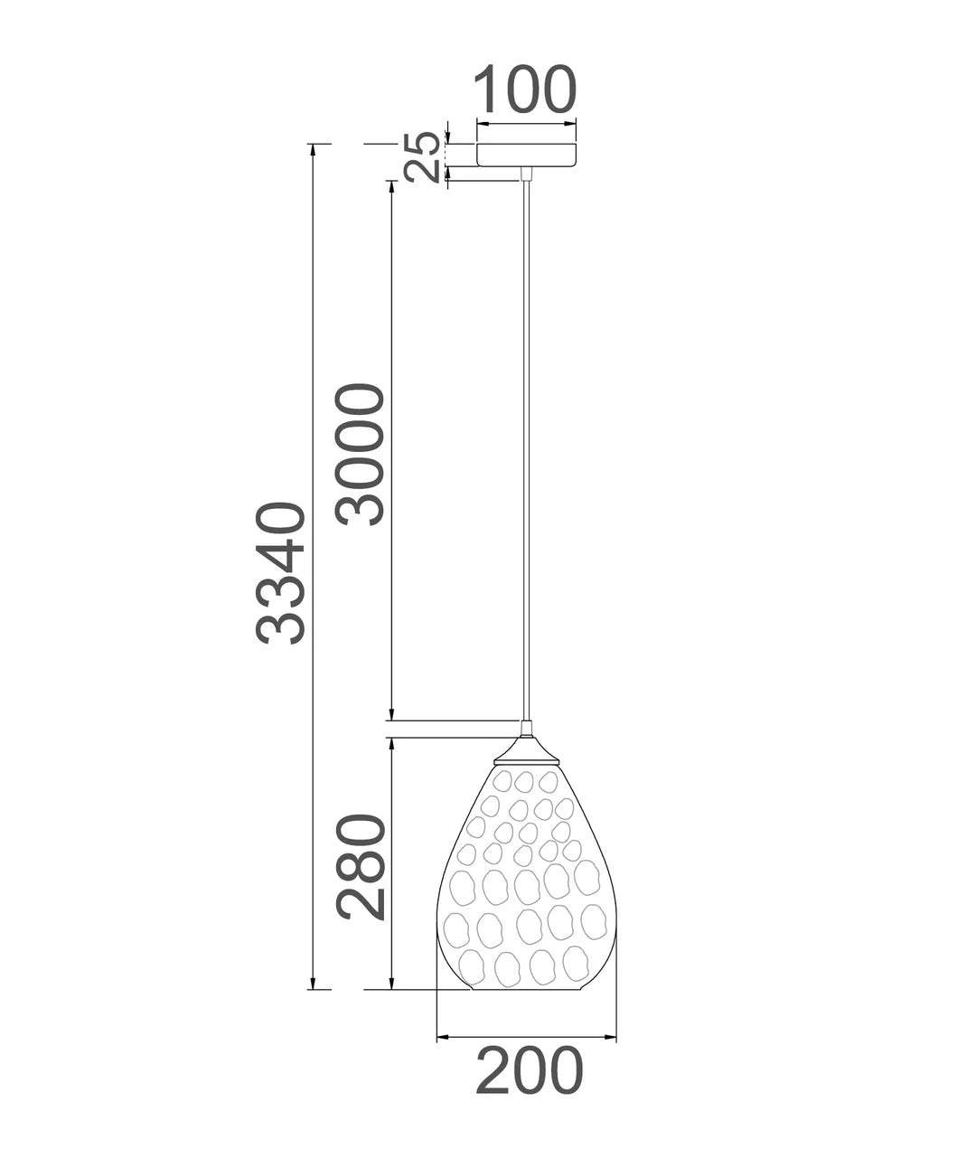 CLA Chuva Smokey Black Mirror Finish Glass with Rain Drop Effect Oval Pendant Light