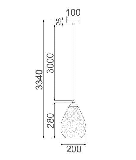 CLA Chuva Smokey Black Mirror Finish Glass with Rain Drop Effect Oval Pendant Light