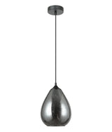 CLA Chuva Smokey Black Mirror Finish Glass with Rain Drop Effect Oval Pendant Light