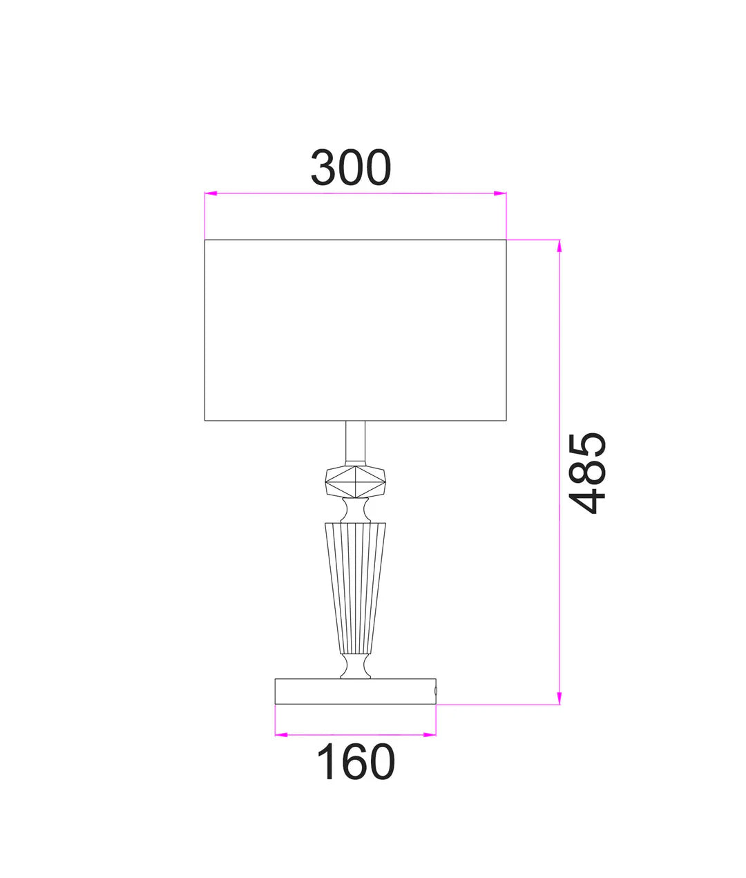 CLA Cristallo Interior Drum Shade Chrome Rod with Crystal Highlight Table Lamp