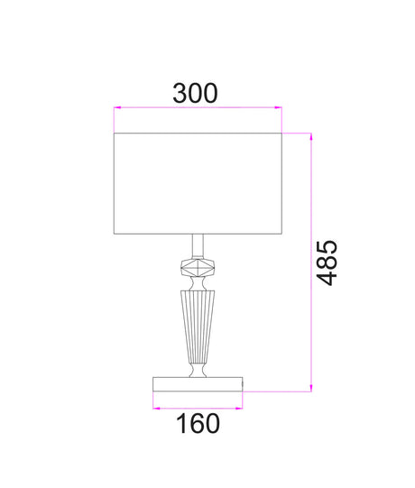 CLA Cristallo Interior Drum Shade Chrome Rod with Crystal Highlight Table Lamp