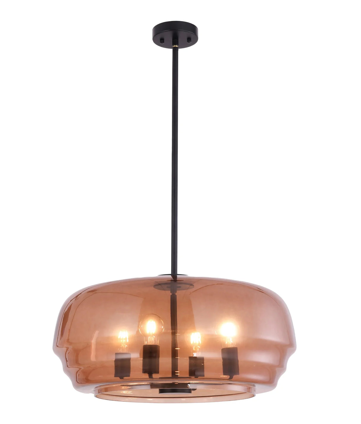 CLA CUAD Interior Amber Flat Top Dome Glass Shade Pendant Light