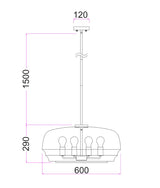 CLA CUAD Interior Amber Flat Top Dome Glass Shade Pendant Light