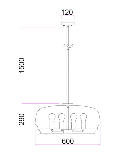 CLA CUAD Interior Amber Flat Top Dome Glass Shade Pendant Light
