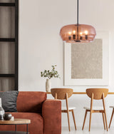 CLA CUAD Interior Amber Flat Top Dome Glass Shade Pendant Light