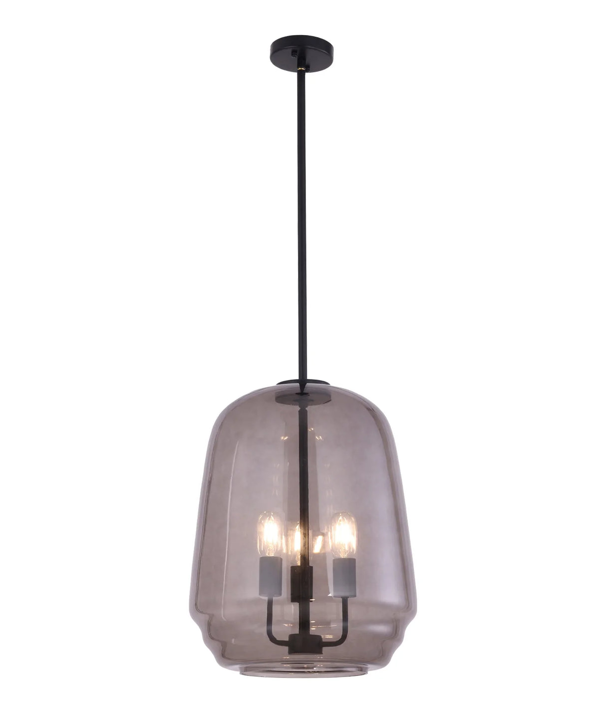 CLA CUAD Interior Smokey Black Round Pyramid Glass Shade Pendant Light