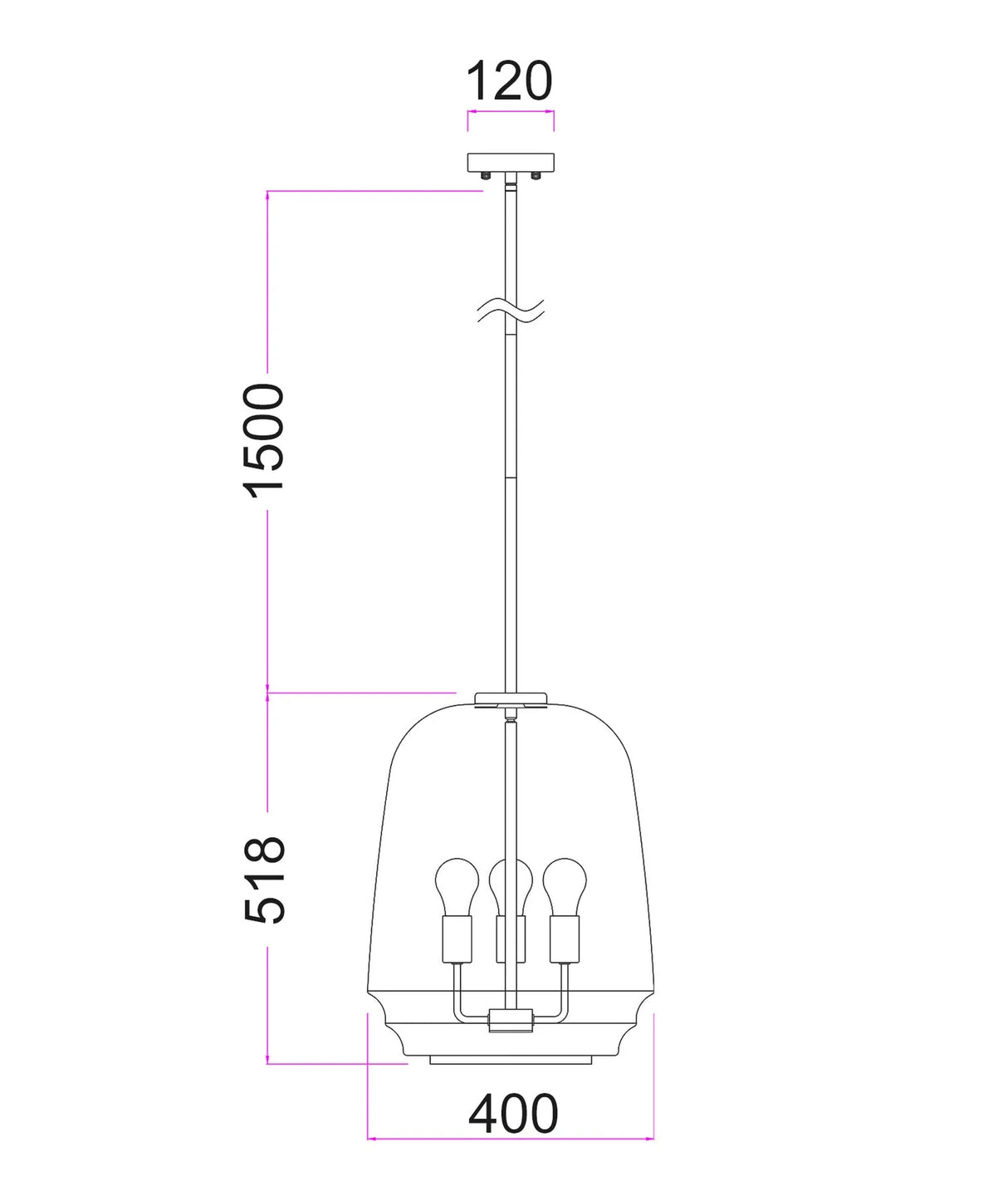 CLA CUAD Interior Smokey Black Round Pyramid Glass Shade Pendant Light