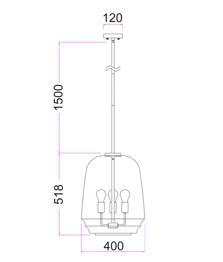 CLA CUAD Interior Smokey Black Round Pyramid Glass Shade Pendant Light
