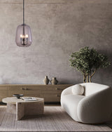 CLA CUAD Interior Smokey Black Round Pyramid Glass Shade Pendant Light