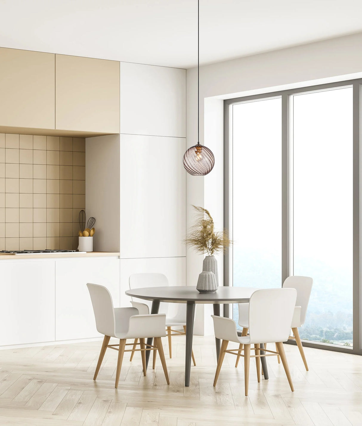 CLA Espiral Interior Wine Glass Shade Wavy Finish Round Pendant Lights