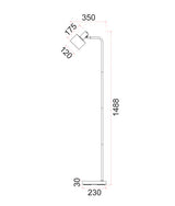 CLA Flotar Interior Cylinder Iron Shade with Antique Brass Highlight Floor Lamps