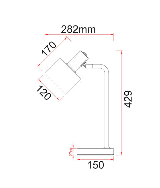 CLA Flotar Interior Cylinder Iron Shade with Antique Brass Highlight Table Lamps