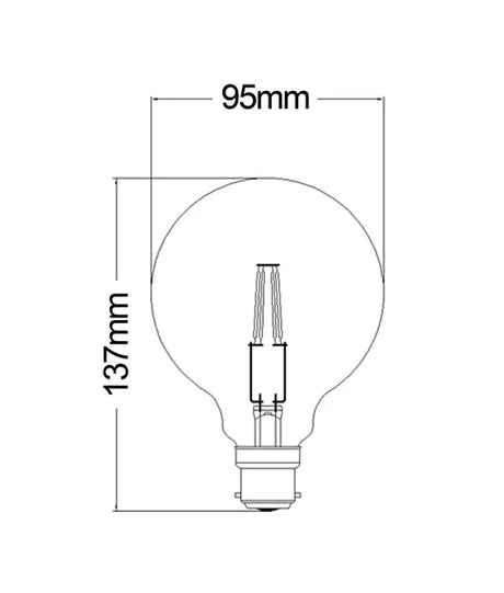 CLA G95 LED Filament Globe 6W