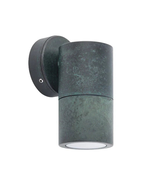 CLA GU10 Exterior Single Fixed Wall Pillar Spot Lights Solid Patina Brass IP65