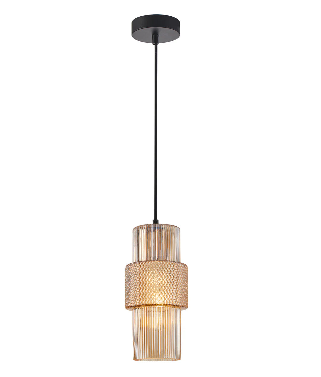 CLA Hueca Interior Double Cylinder Ribbed with Segment Pendant Lights