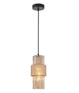 CLA Hueca Interior Double Cylinder Ribbed with Segment Pendant Lights