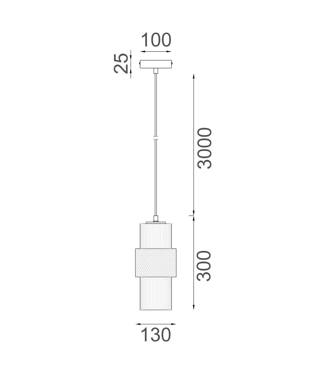 CLA Hueca Interior Double Cylinder Ribbed with Segment Pendant Lights