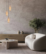 CLA Hueca Interior Double Cylinder Ribbed with Segment Pendant Lights
