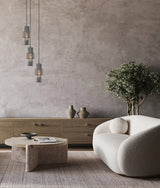 CLA Hueca Interior Double Cylinder Ribbed with Segment Pendant Lights