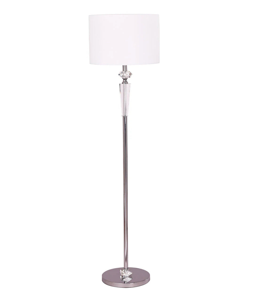 CLA Interior Drum Shade Chrome Rod with Crystal Highlight Floor Lamp