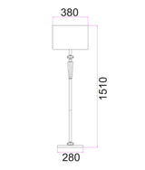 CLA Interior Drum Shade Chrome Rod with Crystal Highlight Floor Lamp