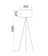 CLA Jambes Drum Shade with Antique Brass Tripod Floor Lamps