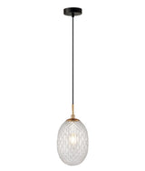 CLA KATHAL Interior Ellipse Glass Segmented with Brass Highlight Enclosed Pendant Lights