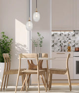 CLA KATHAL Interior Ellipse Glass Segmented with Brass Highlight Enclosed Pendant Lights