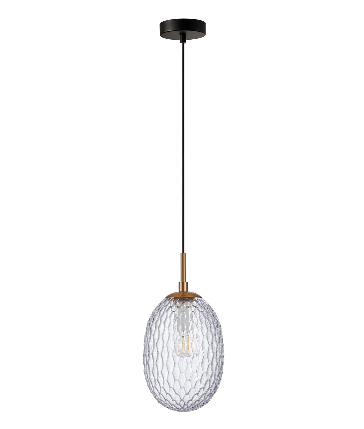 CLA KATHAL Interior Ellipse Glass Segmented with Brass Highlight Enclosed Pendant Lights