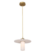 CLA Lucerna Interior Cylinder Round Hat Marble Shade Brass Highlight Pendant Light