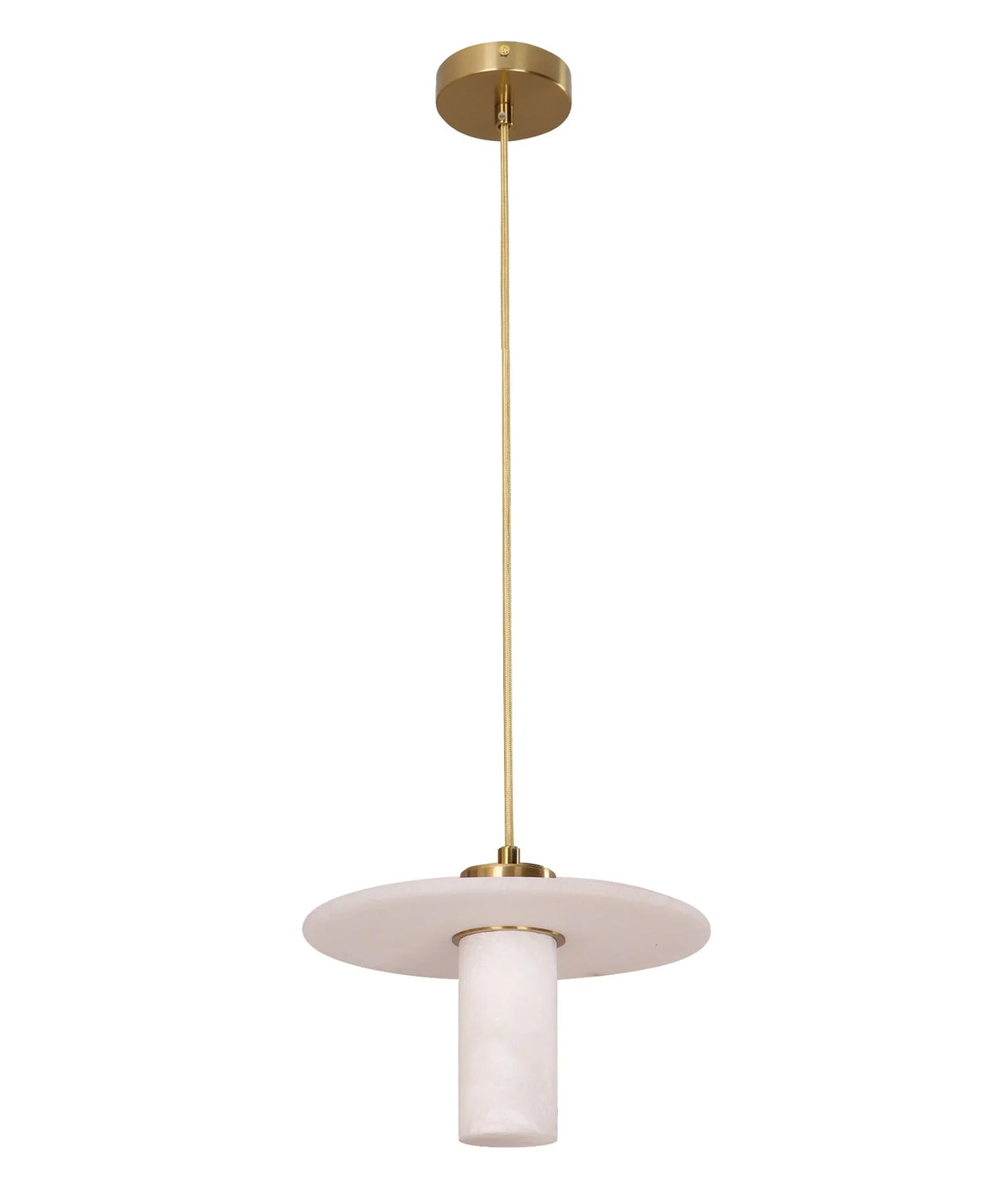 CLA Lucerna Interior Cylinder Round Hat Marble Shade Brass Highlight Pendant Light