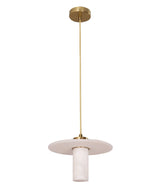 CLA Lucerna Interior Cylinder Round Hat Marble Shade Brass Highlight Pendant Light