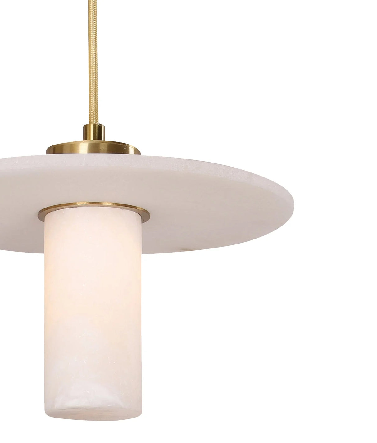 CLA Lucerna Interior Cylinder Round Hat Marble Shade Brass Highlight Pendant Light