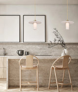 CLA Lucerna Interior Cylinder Round Hat Marble Shade Brass Highlight Pendant Light