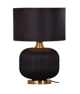 CLA Lusso Interior Black Drum Shade Ceramic Base with Antique Brass Highlight Table Lamp