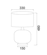 CLA Lusso Interior Black Drum Shade Ceramic Base with Antique Brass Highlight Table Lamp