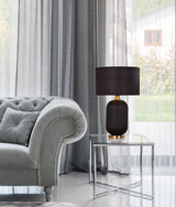 CLA Lusso Interior Black Drum Shade Ceramic Base with Antique Brass Highlight Table Lamp