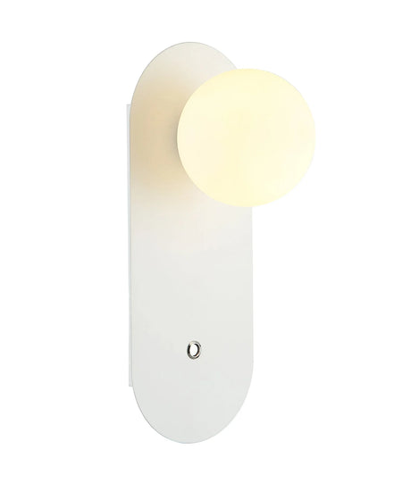 CLA Ovalis Interior Round Opal Diffuser Oblong Base with Switch Wall Lights