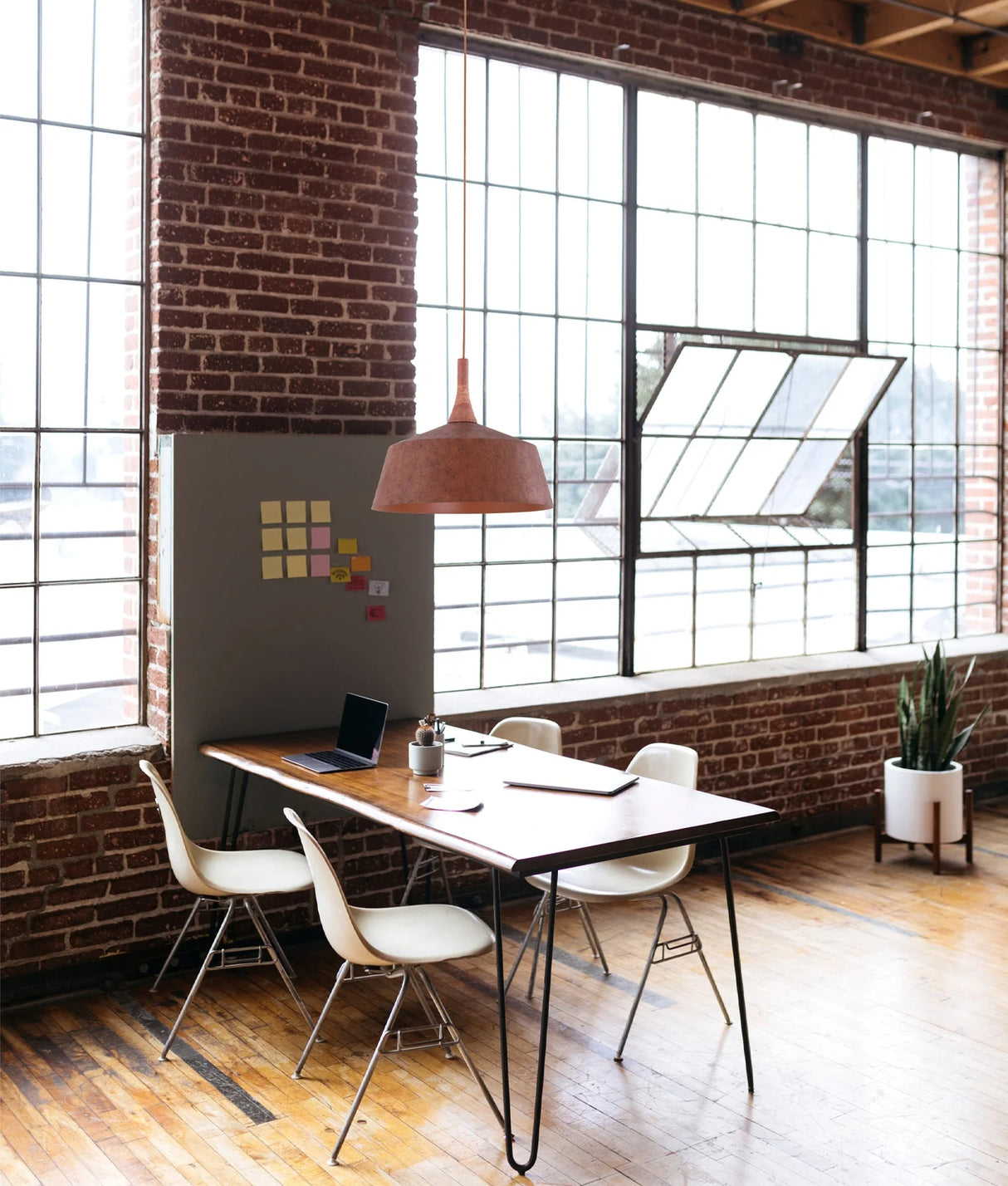 CLA Oxido Interior Rustic Brown with Travertine Highlight Angled Dome Pendant Lights