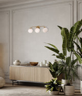 CLA Palla Interior Triple Sphere Marble with Brass Highlight Round Base Wall Light