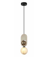 CLA Palta Interior Sandblasted Opal Diffuser with Brass & Wood Highlight Pendant Lights