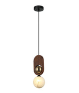 CLA Palta Interior Sandblasted Opal Diffuser with Brass & Wood Highlight Pendant Lights