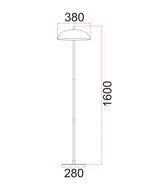 CLA Paraguas Interior Black Dome Shade with Brass Rod Floor Lamp